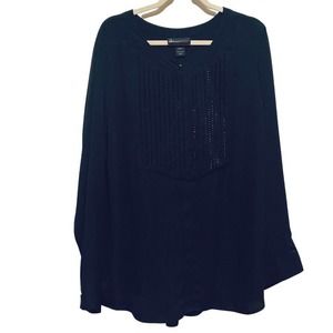 lane bryant // black sheer blouse w metallic studs